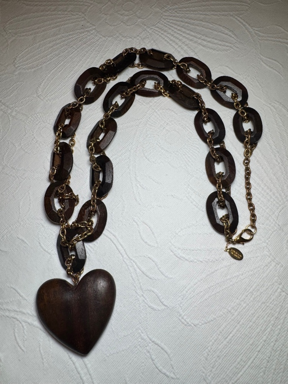 Vintage Erikson Beamon Wooden Chain Heart Necklace